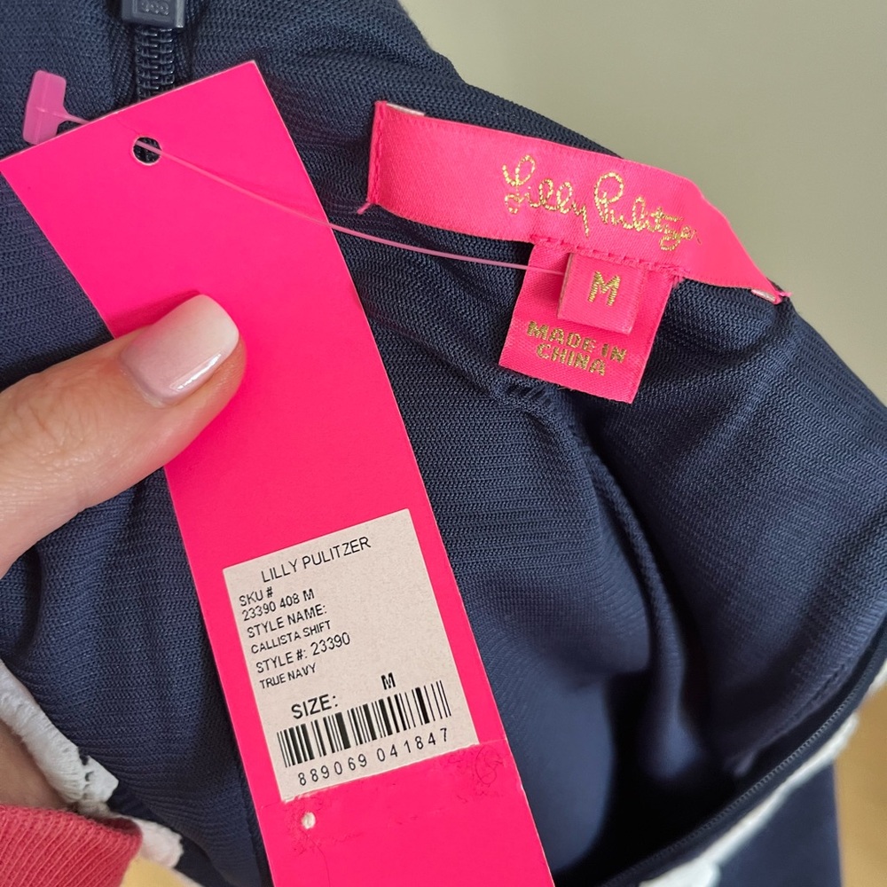 Lilly Pulitzer Navy Calista Dress with White Trim - Picture 3 of 5